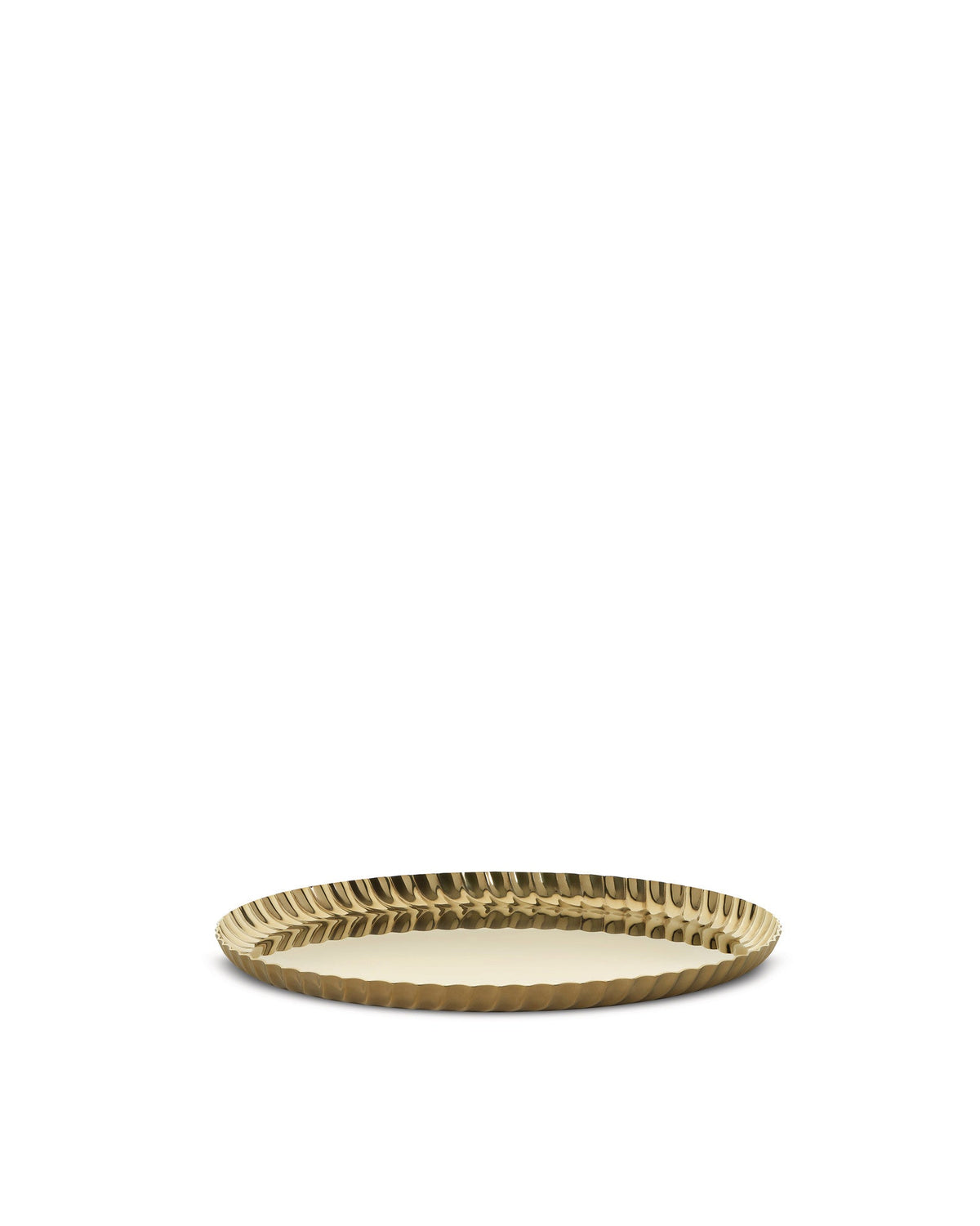 Pleats: Round Tray by Jin Kuramoto - Gold Coating | ALESSI