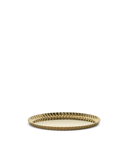 Pleats: Round Tray by Jin Kuramoto - Gold Coating | ALESSI