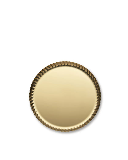 Pleats: Round Tray by Jin Kuramoto - Gold Coating | ALESSI
