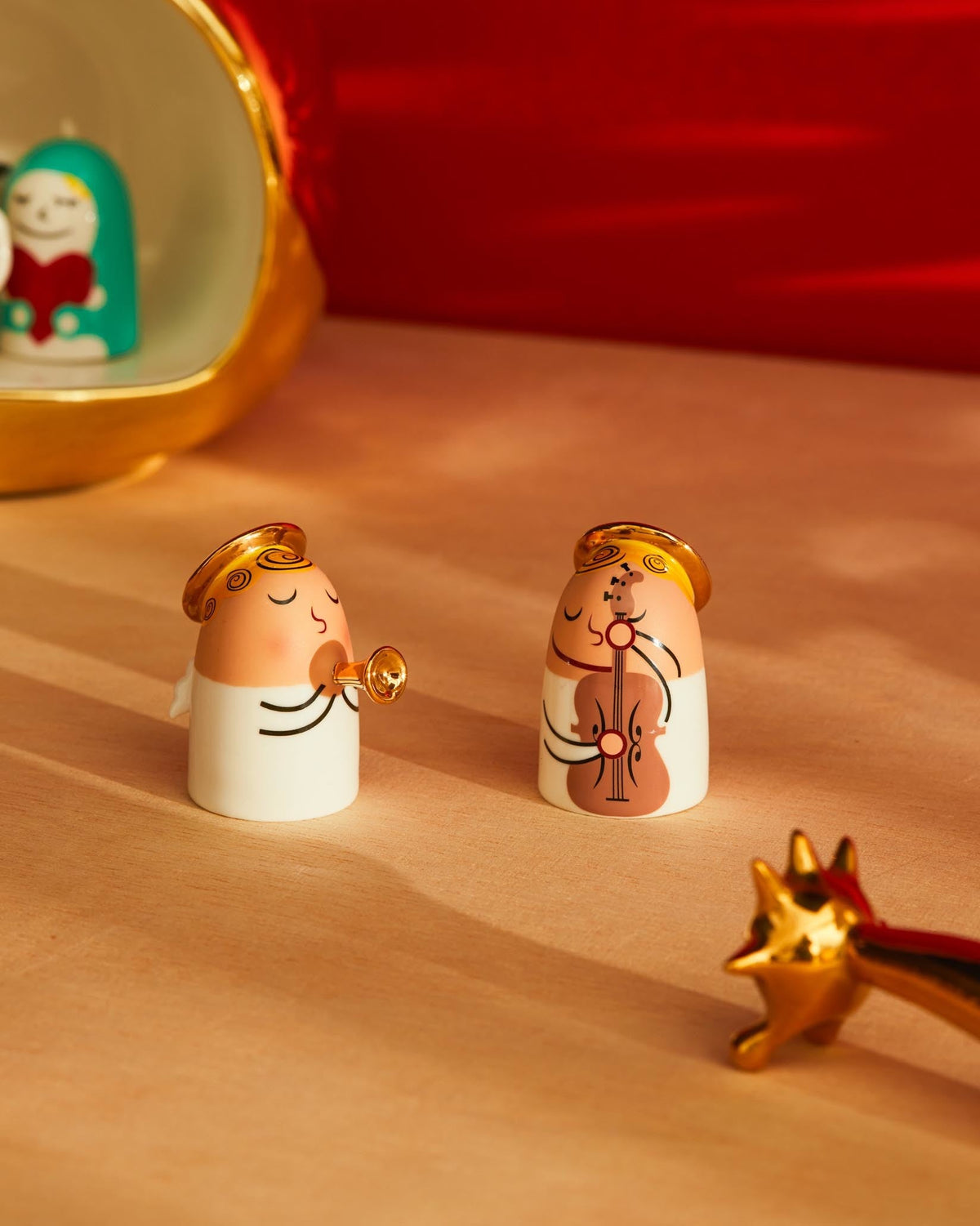Angels Band Set of 2 Christmas figurines Hand Decorated | ALESSI